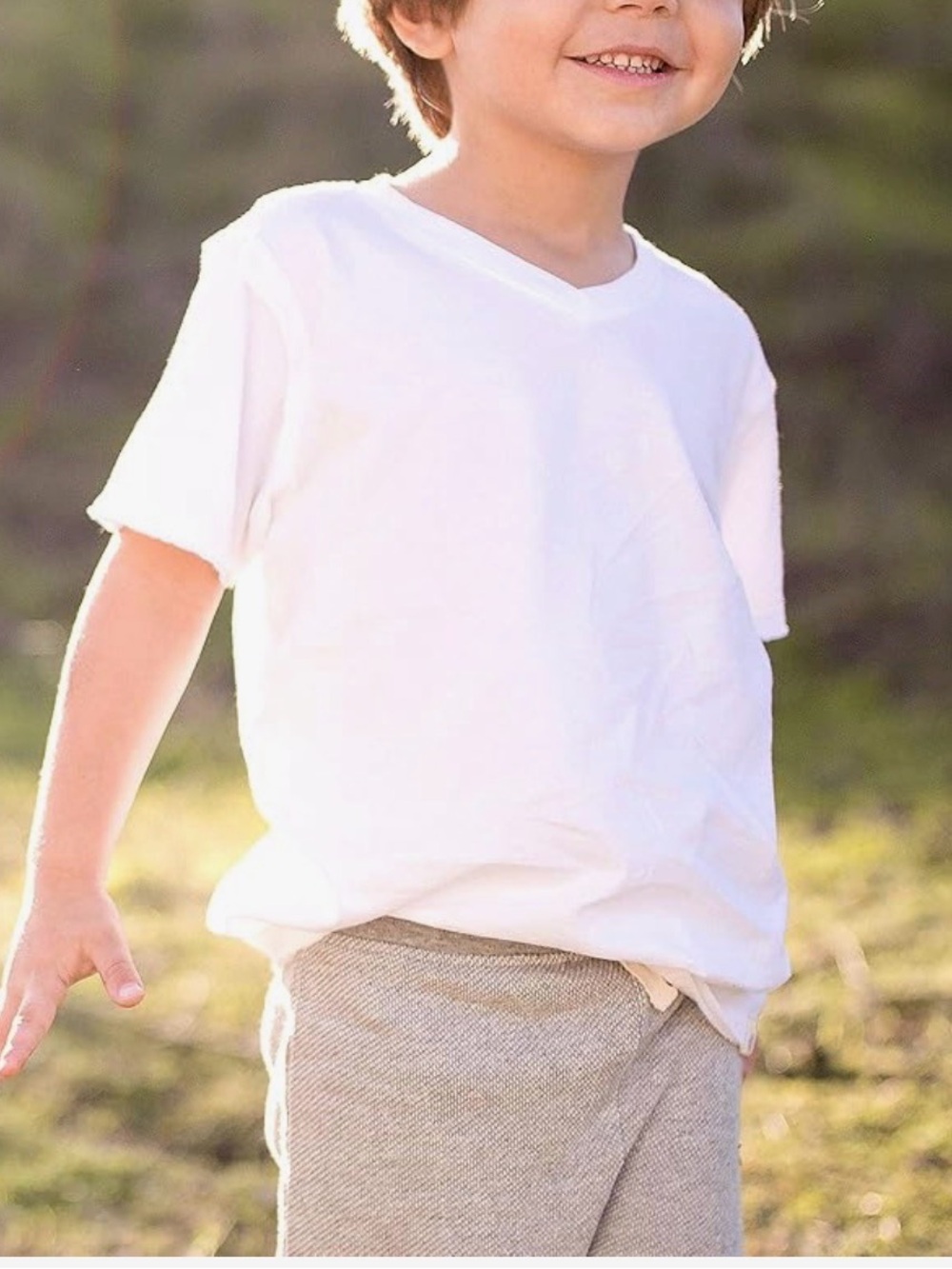 Burt's Bees White V-Neck Short Sleeve Kids Tee 5 pack
